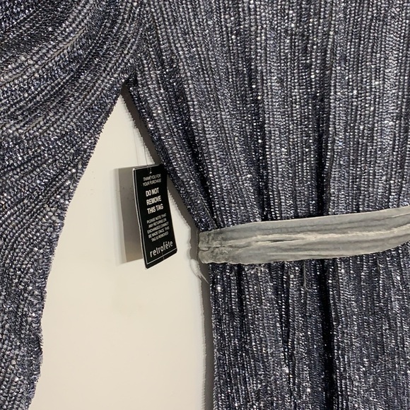 Retrofete dress long sleeve mini silver robe dress Taylor Swift gunmetal new xs - Picture 7 of 11